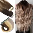 Russian Remy Tape In 100% Human Hair Extensions Skin Weft THICK Full Head Ombre#