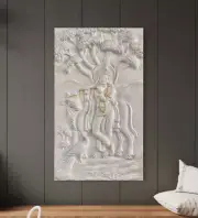 Shri krishna Wall Mural. 3D Krishna Wall Hanging, Fiber Mural Art, Wall Mural