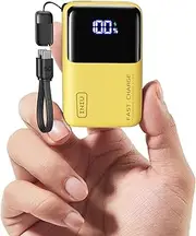 INIU Power Bank, Ultra Small 10000mAh 45W PD Portable Charger, USB C in&Out Fast Charging Battery Pack, External Phone Powerbank Compatible with iPhone 16 15 14 13 12 Samsung S22 S21 etc. (Yellow)
