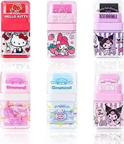6 Pack Cartoon Kawaii Creative Roller Erasers, Funny Pencil Erasers with Cover and Clean up Roller for Kids Back to School Supplies and Party, Gift Supplies