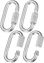 uxcell 4-Pack Quick Chain Link Connector, M12 1/2 304 Stainless Steel D-Shape Locking Repair Chain Links for Swing/Camping/Hiking/Backpack, Twist Key Ring Screw Chain Link [Silver]