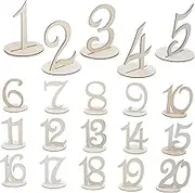TEMPNAP 1 Set Wooden Table Numbers with Base for Weddings Creative Rustic Design for Reception Banquets and Events Elegant Minimalist Style Table Number Stands