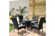 NIDDRIE - 5 Piece Outdoor Round Coffee Table and Stacking Armchair Set