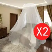 2 PCS Mosquito Net Round Bed Canopy Insect Netting For Single Double Beds White