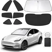 TINGLU Window Shades for Tesla Model Y 2020-2024 2025 Accessories Car Side Full Windows Rear Triangular Windshield Sun Shade Sun UV Rays & Privacy Protection for Camping,Napping,and Relaxing 8PCS