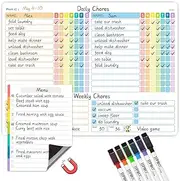 JJPRO Magnetic Dry Erase Chore Chart Set for Fridge-Used for Multiple Kids and Adults-Chore Board for Teenagers,Chore Chart with 6 Markers