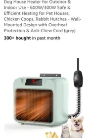 Thermostatic Dog House Heater with Anti-Bite Wires, Wall-Mounted Pet House Heate