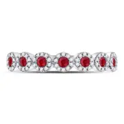 10kt White Gold Womens Round Ruby Circle Stackable Band Ring 1/2 Cttw