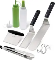 Metal Spatula Set Stainless Steel and Scraper - Professional Chef Griddle