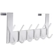 Over The Door Hook - 6 Hooks, No Assembly Required, Stainless Steel Door Hook...