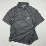 免運 二手 CARHARTT 寬版(SIZE:M) LOOSE FIT 刺繡標LOGO 口袋 厚磅深灰 短袖POLO衫