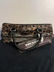Wine Clutch Bag Thermal Insulated Include Portable Waiter Corkscrew Leopard New