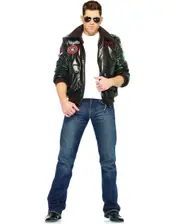 Top Gun Mens Bomber Jacket Deluxe Mens Costume