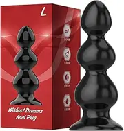 Anal Butt Plug Trainer Anal Plugs Beginners Starter for Women and Men Prostate Massage Anal Dildo Beads Plugs Trainer S M L XL XXL XXXL with Flared Base Suction Cup Adult Sex Toy (Large)