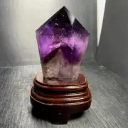 Top Natural amethyst Quartz obelisk Crystals Tower Point Wand Reiki Gmes 0.88LB