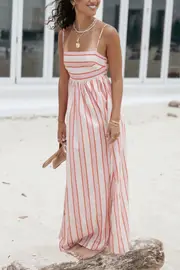 [PUP3] Odessa Maxi Dress - Pink Stripe XS Pink