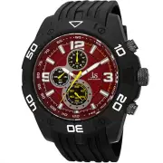 Men's Joshua & Sons JS92RD Quartz Chronograph Tachymeter Black Silicone Watch