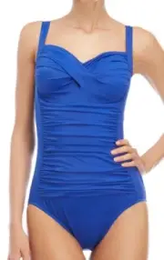 Miraclesuit ELECTRIC BLUE Trimshaper Averi Shirred One Piece Swimsuit, US 14