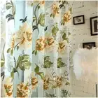Pastoral Purple Floral Printing Bedroom Sheer Tulle Curtain Living Room Kitchen