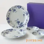 【JUST HOME】日本製玫瑰花陶瓷碗盤餐具4件組-2款可選(日本製 瓷盤 可微波)