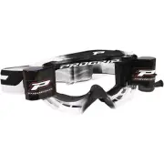 Pro Grip 3200 Venom Roll Off Mounted MX Goggles (Black, Clear Lens)