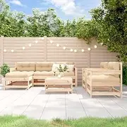 7 Piece Garden Lounge Set with Cushions Solid Wood Patio Bar Sets