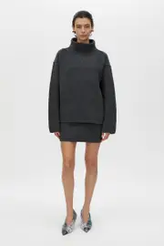 Rohan Knit Funnel Neck Sweater in Charcoal Melange - CAMILLA AND MARC® C&M