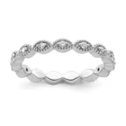Sterling Silver Stackable Expressions Diamond Ring Size 8 2.09gm Gift for Mother