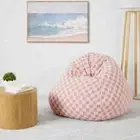 Checker Bean Bag - Pink for Adults Kids Couch Sofa Cover Indoor