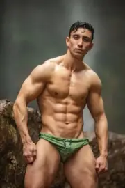 [M552] Handsome Man Cute Model Showing Off Body Male Physique Photography