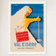 Galrie Vald'Isere Vintage Ski Poster from the Auvergne Rhone Alpes Region of France, White Frame, A3 30 x 42cm (12 x 16inch)