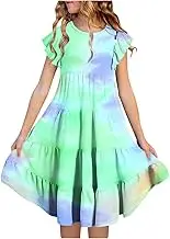 5t Girls Long Sleeve Shirts Layer Sleeve Flowy A Line Casual Gradient Midi Dresses for 615 Years Back A Line