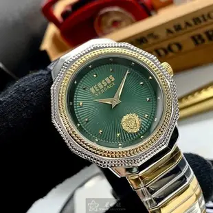 VERSUS VERSACE手錶, 男女通用錶 38mm 金銀12角形精鋼錶殼 墨綠色中二針顯示, 幾何立體錶面款 VV00088