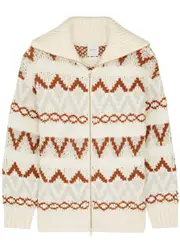 Varley Brooke Fair-Isle Knitted Jacket - Cream - M (UK12 / M) M (UK12 / M)