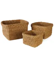 Napa Home & Garden Set of 3 Seagrass Square Baskets