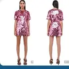 JONATHAN SIMKHAI SIZE 12 VIVIENNE GEOMETRIC SEQUIN MINI DRESS in PINK PUNCH NWT