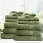 14pc Renee Taylor Stella Hand/Bath Towel/Mat Set Soft Bamboo Cotton 650GSM Jade