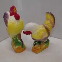 在飛比找蝦皮購物優惠-早期公雞母雞陶瓷存錢雞對雞成家立業雞 帶路雞筒彩繪造型擺飾擺