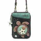 NEW CHALA BLACK GREEN TURTLE ZIPPERED CROSSBODY WALLET FAUX LEATHER