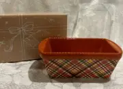 BRAND NEW IN GIFT BOX Temp-tations PLAID 12 oz Mini Loaf Pan with Lid ~ Orange