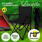 Levede 2Pcs Camping Chairs Folding Arm Foldable Portable Outdoor Fishing Picnic