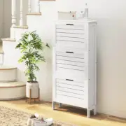 HOMCOM Modern Shoe Cabinet with 3 Flip Drawers for 6 Pairs of Shoes White