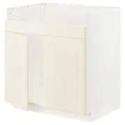 METOD base cab f HAVSEN double bowl sink, white/Bodbyn off-white, 80x60x80 cm