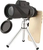 KOMBIUDA 1Pc Portable High Definition Single Tube Telescope with Tripod Phone Stand for Bird Watching Sports Events and Concerts Durable Lightweight Design Black