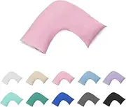 100% Cotton 300TC V Shape/U Shape/Boomerang/Tri Pillowcase/Maternity Support - Percale - Envelope Style Machine Washable (Pink)