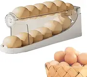 2-Tier Auto Rolling Egg Dispenser, SpaceSaving Rolling Eggs Dispenser and Organizer, Automatic Rolling Egg Organzier for Fridge, Stackable Egg Dispenser With Slide For Refrigerator