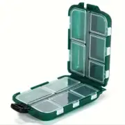 PILL ORGANISER/STORAGE CASE-10 SEPERATE COMPARTMENTS - COMPACT DESIGN-NEW-GREEN