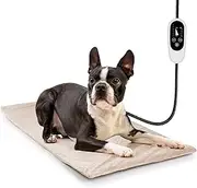 NICREW Dog Heating Pad, Temperature Adjustable Heated Dog Bed with Auto Shut Off Timer, Indoor Pet Heated Bed Mat for Cats and Dogs, 27.5 x 15.7 Inches, 75W (max)
