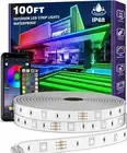 100ft Waterproof LED Strip Lights with Bluetooth App Control, RGB Music Sync