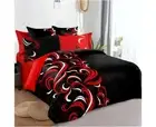 Black Red Floral Soft Quilt/Doona Cover Set Size:Super King